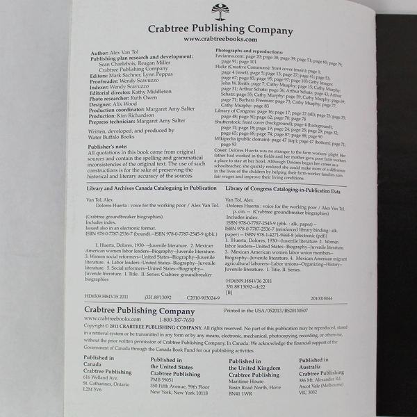 Dolores Huerta Voice for the Working Poor by Alex Van Tol - 2011 PB Book