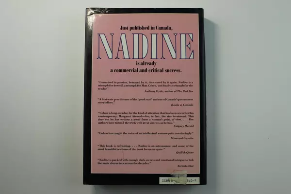Matt Cohen Nadine Novel 1986 Hardcover Book Crown Publishers Pre-Owned