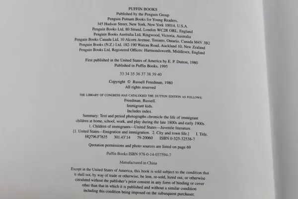 Vintage Immigrant Kids by Russell Freedman Puffin Paperback Book 1995