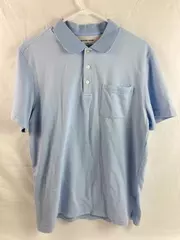 Vintage Geoffrey Beene Men's Large Blue Polo Shirt Short Sleeve Classic Style