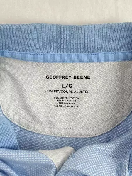 Vintage Geoffrey Beene Men's Large Blue Polo Shirt Short Sleeve Classic Style