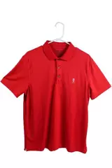 Izod Men's Medium Red Checked Golf Polo Shirt Short Sleeve - Pre-Owned