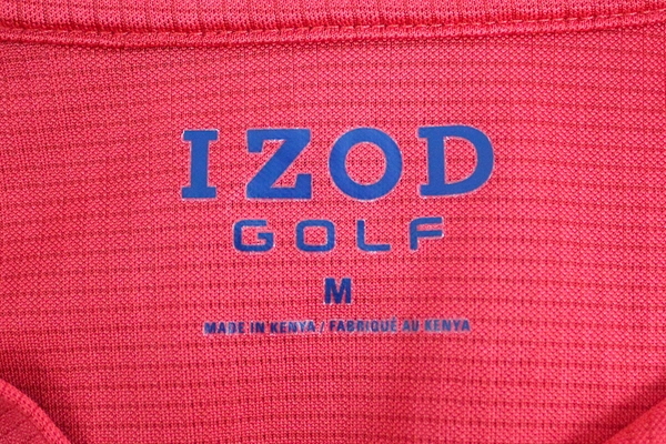 Izod Men's Medium Red Checked Golf Polo Shirt Short Sleeve - Pre-Owned