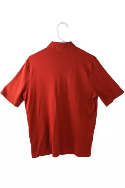 Lands' End Men's Medium Polo Shirt Rust Solid Traditional Fit Pre-owned Stain