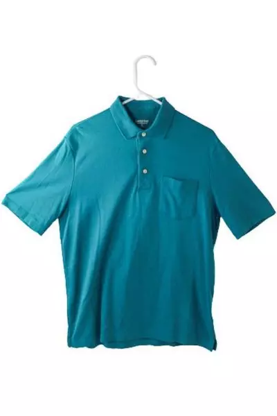 Lands' End Men's Medium Turquoise Polo Shirt - Good Condition