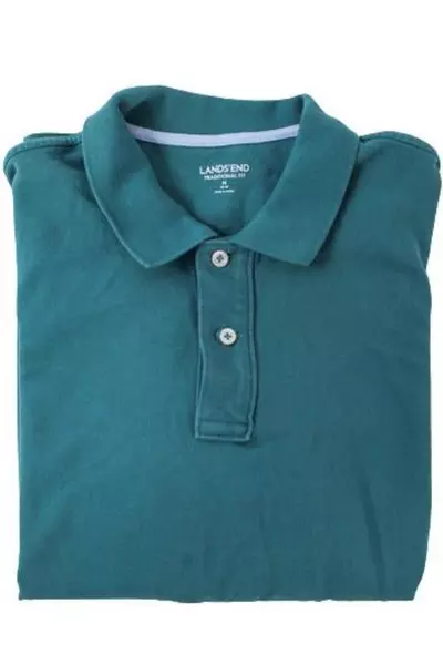 Lands' End Men's Polo Shirt Size M Turquoise Traditional Fit Good Condition
