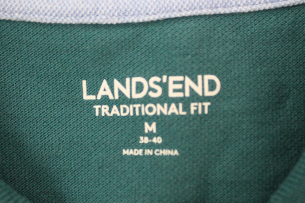 Lands' End Men's Polo Shirt Size M Turquoise Traditional Fit Good Condition