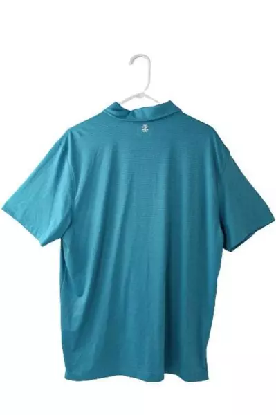 Izod Men's Large Blue Striped Golf Polo Shirt Collared Short Sleeve Logo