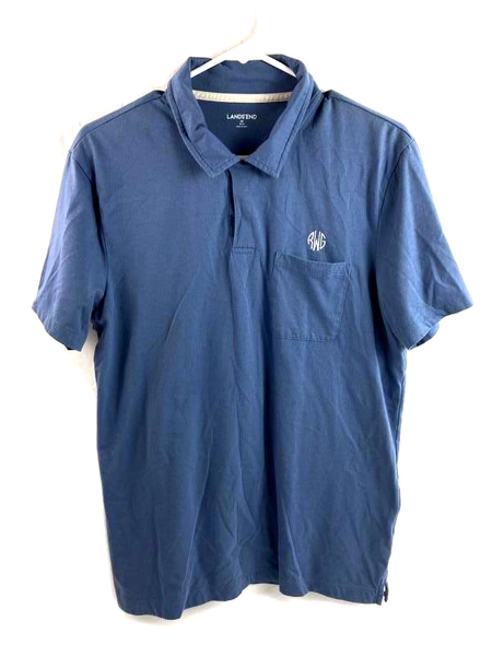 Lands' End Men's Polo Shirt M Slate Blue RWG Pocket Pre-Owned Stains