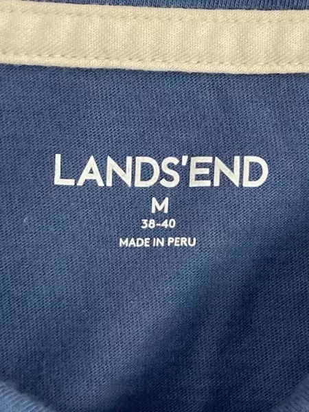 Lands' End Men's Polo Shirt M Slate Blue RWG Pocket Pre-Owned Stains