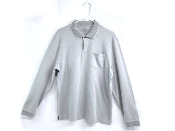 Van Heusen Men's Gray Long Sleeve Polo Shirt Medium Classic Fit Golf