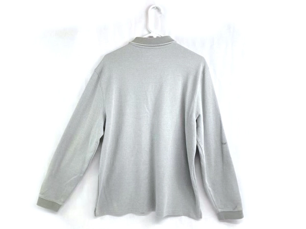 Van Heusen Men's Gray Long Sleeve Polo Shirt Medium Classic Fit Golf