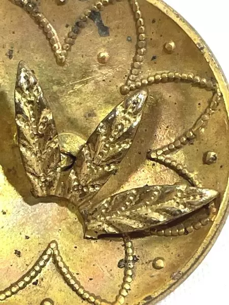 Antique Brass Shank Button 1" with Wheat Sprigs, Vintage Collectible