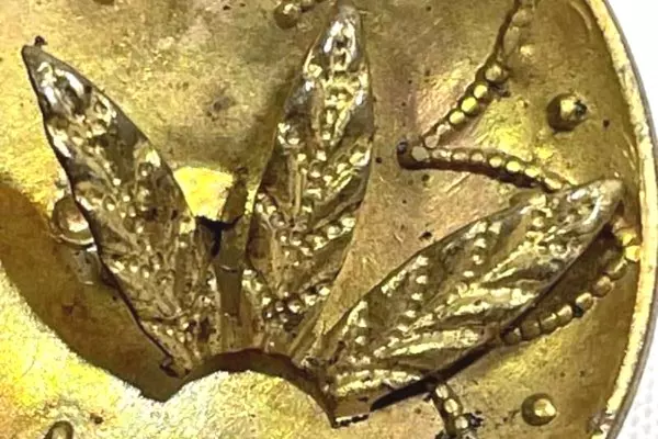 Antique Brass Shank Button 1" with Wheat Sprigs, Vintage Collectible