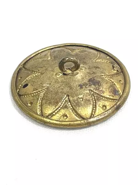 Antique Brass Shank Button 1" with Wheat Sprigs, Vintage Collectible