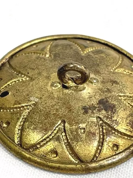 Antique Brass Shank Button 1" with Wheat Sprigs, Vintage Collectible