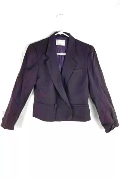 Susan Lorelle Women's Blazer Jacket Medium Plum Purple 2-Button Pre-Owned