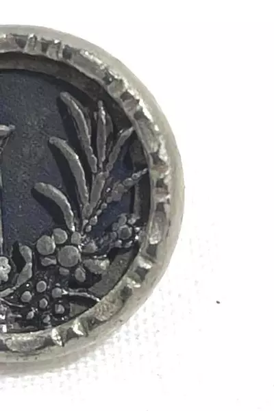 Vintage 0.5" Metal Shank Button with Pagoda & Flowers Scene - Collectible