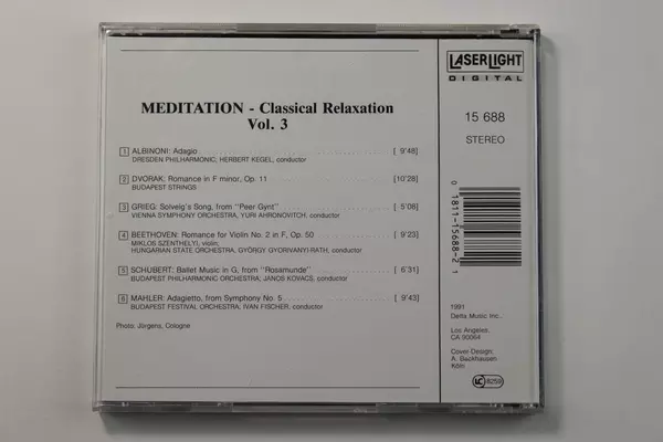 Meditation Classical Relaxation Music CD Vol 3 Delta Music 1991 Pre-owned