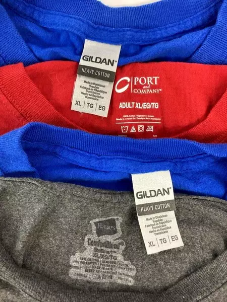 Lot of 4 Men's XL T-Shirts Gildan Hanes Port & Company Blue Red Gray