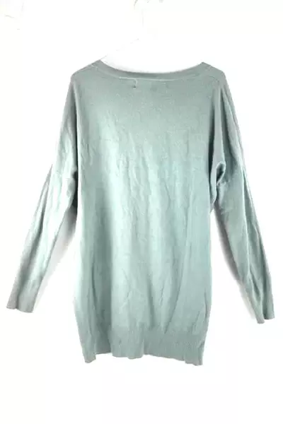 Dreamers Women's S/M Gray Green Asymmetrical Hem Long Sleeve Sweater
