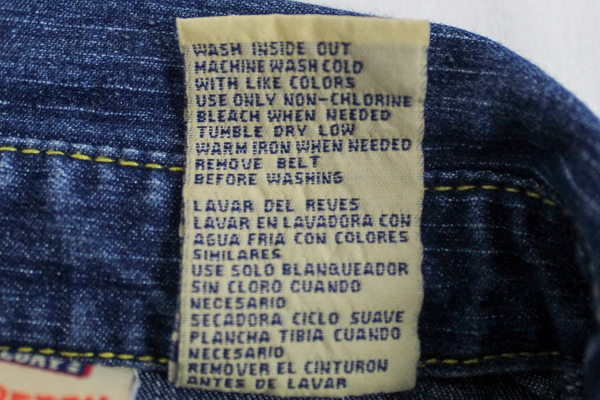 Faded Glory Girls Denim Dress Size 7 Blue Ruffle Hem Yellow Stitching