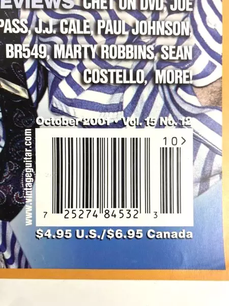 Vintage Guitar Magazine Chet Atkins Oct 2001 Vol 15 No 12 15th Anniversary Good