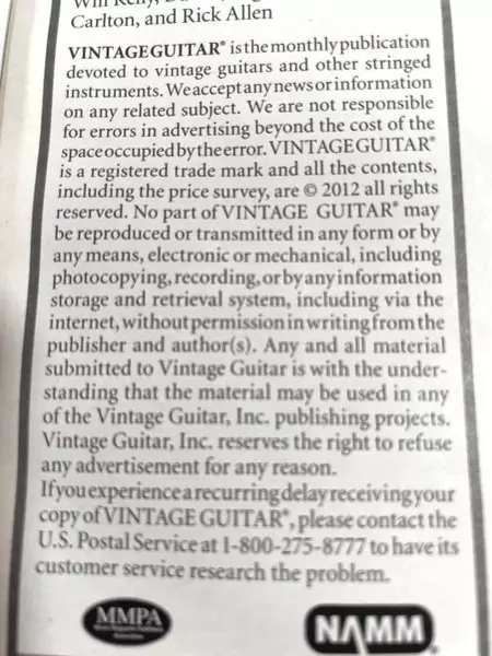 Vintage Guitar Magazine April 2012 Vol. 26 No. 6 - Very Good Condition