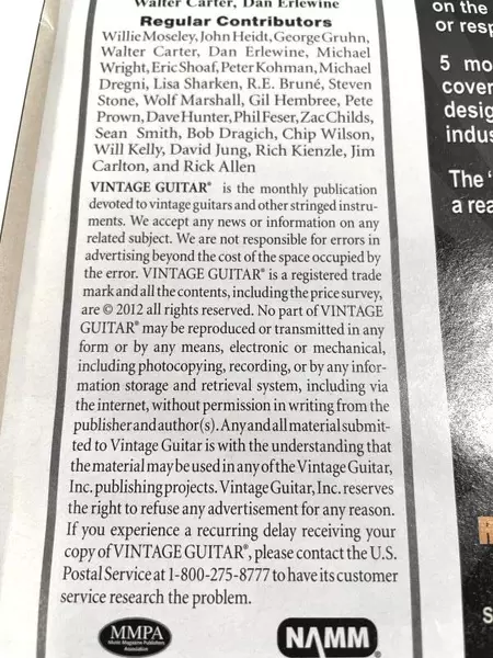 Vintage Guitar Magazine May 2012 Vol. 26 No. 7 Bob Bain Telecaster Collectible