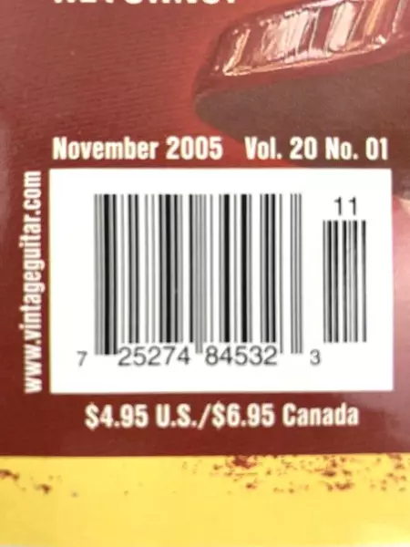 Vintage Guitar Magazine Slash Nov 2005 Vol 20 No 01 Good Condition