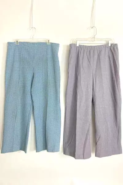 Lot of 2 Pants for Fabric - Blue Green White Sewing Crafts DIY
