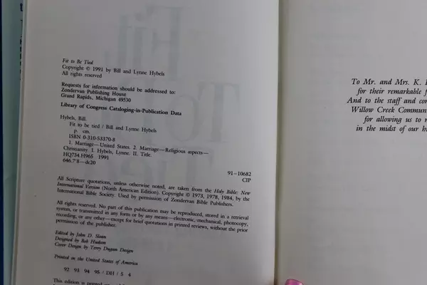 Fit To Be Tied: Making Marriage Last A Lifetime by Bill & Lynne Hybels 1991