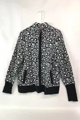 Rachel Zoe Women's XL Animal Print Cardigan Sweater Black Gray White Chic Layer