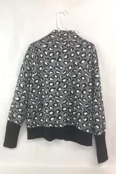 Rachel Zoe Women's XL Animal Print Cardigan Sweater Black Gray White Chic Layer