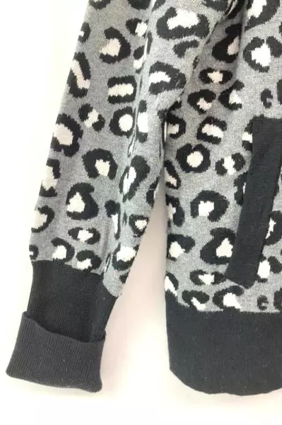 Rachel Zoe Women's XL Animal Print Cardigan Sweater Black Gray White Chic Layer