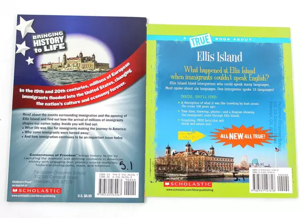 Lot of 2 Scholastic Children's Books: Ellis Island by Landau & McDaniel