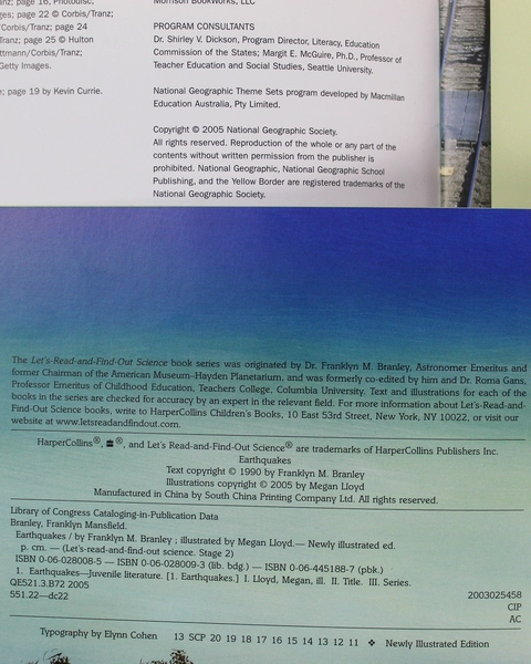 Lot of 2 National Geographic Children's Books: Earthquakes & The Railroad