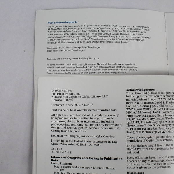 Lot of 2 Children's Books: Volcanoes & Potato Clocks - Pre-owned