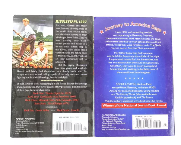 Lot of 2 Children's Books: Survival! Flood & Journey to America PB