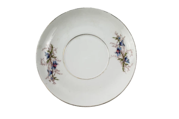 Antique Martial Redon Porcelain Saucer Blue Pink Flowers Gold Trim 6.75"