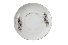 Antique Martial Redon Porcelain Saucer Blue Pink Flowers Gold Trim 6.75"