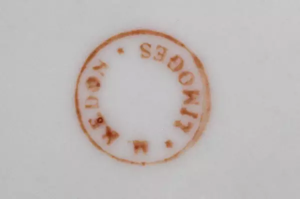 Antique Martial Redon Porcelain Saucer Blue Pink Flowers Gold Trim 6.75"