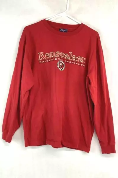 Jansport RPI Men's Medium Red Long Sleeve T-Shirt - Pre-Owned, Stain