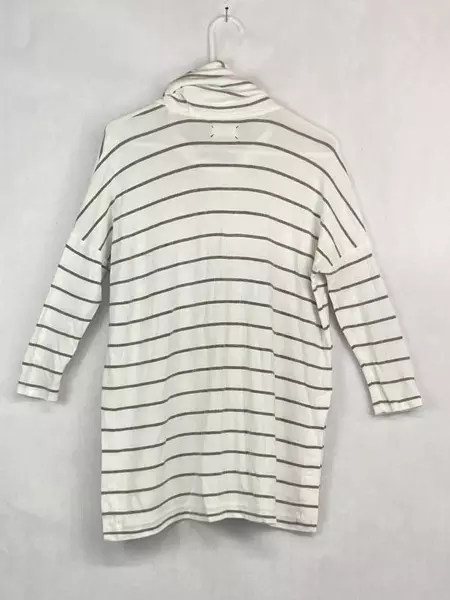 Lou & Grey Cowl Neck Tunic Top Women's XS Gray White Stripes Long Sleeve