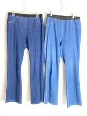 Lot of 2 Vintage Denim 24/7 Women's Jeans 12W Blue Black Elastic Waist