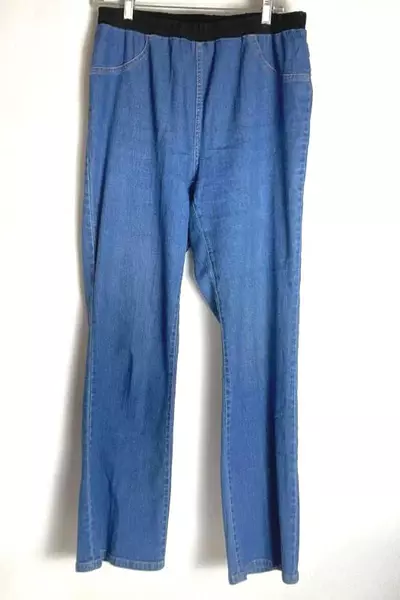 Lot of 2 Vintage Denim 24/7 Women's Jeans 12W Blue Black Elastic Waist