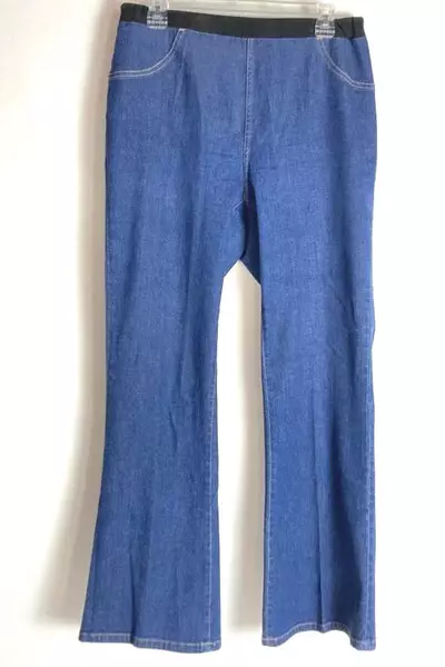 Lot of 2 Vintage Denim 24/7 Women's Jeans 12W Blue Black Elastic Waist