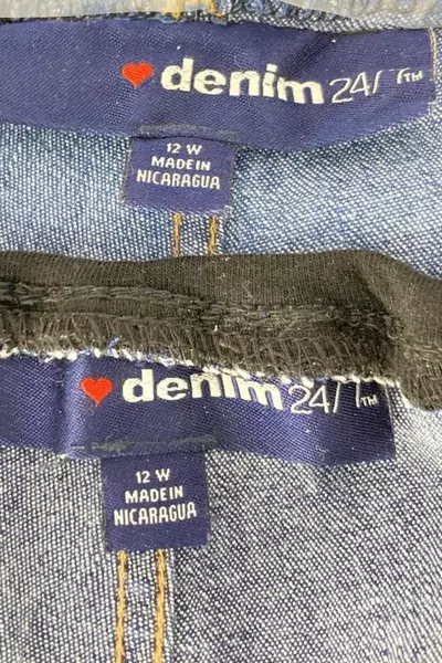 Lot of 2 Vintage Denim 24/7 Women's Jeans 12W Blue Black Elastic Waist