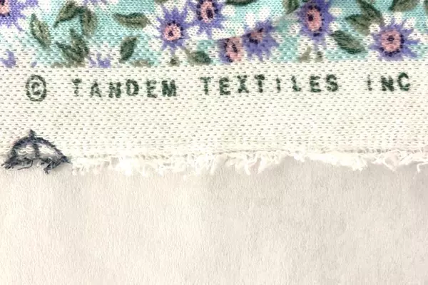 Lot of 2 Tandem Textiles Fabric Remnants Turquoise Purple Floral 1.75 Yards