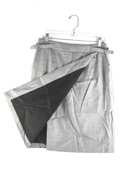 Faconnable Women's Gray Wrap Skirt EU 40 US 8 NWT Back Zip Adjustable Waist